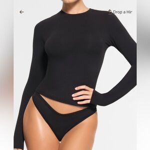 SKIMS cotton jersey black long sleeve T-shirt